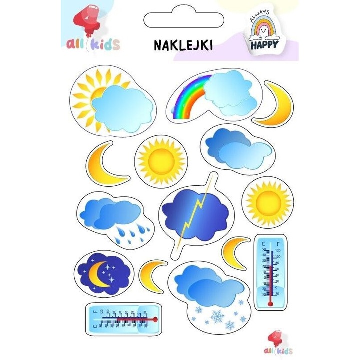 All4Kids Pogoda matricakészlet gyermekeknek, színes, 100x150mm, 3+ év