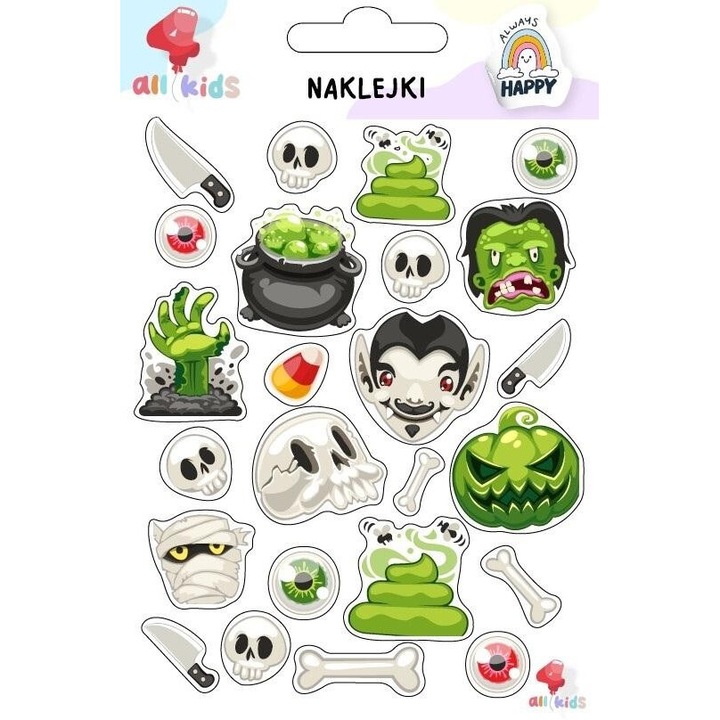 Set stickere decorative Halloween 1, All4Kids, 150x97mm, multicolor, 3+ ani