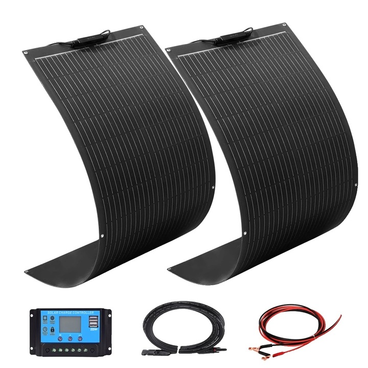 Set Panouri Solare Flexibile, Eficienta 23%-24%, Rezistente la Intemperii, 1140x460x2.5mm