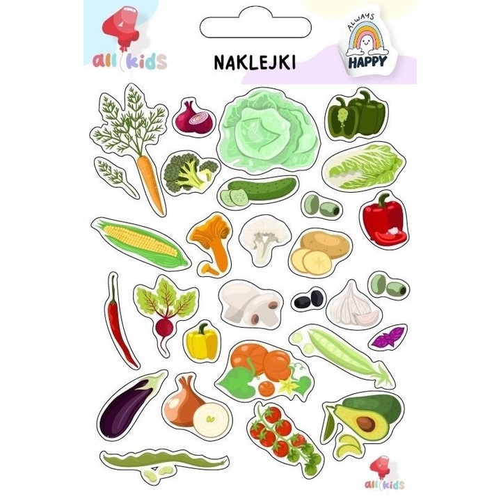 Set stickere decorative - legume, All4Kids, multicolor, 150x100 mm
