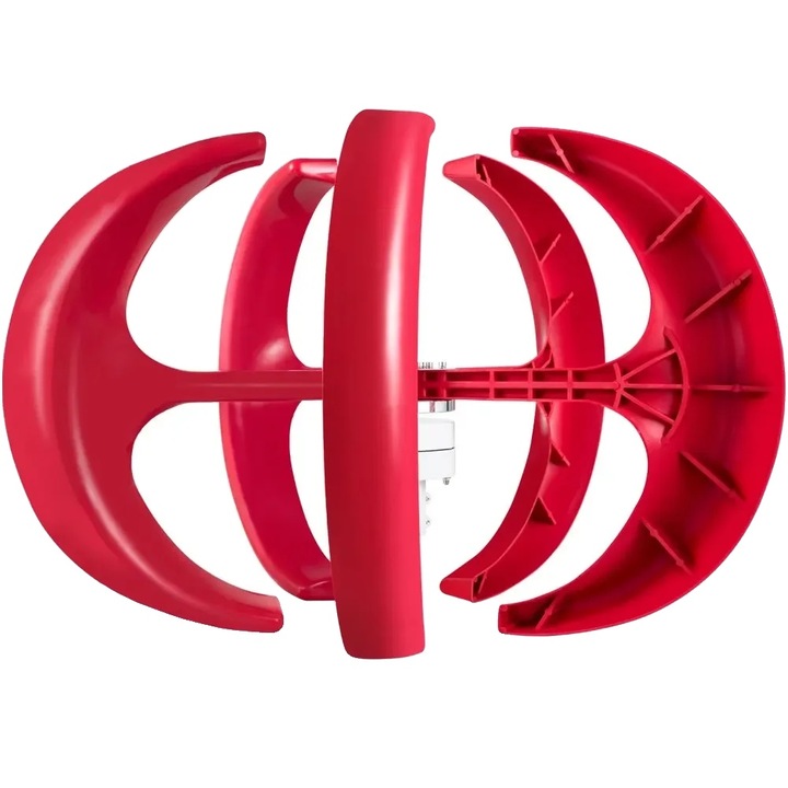 Turbina eoliana verticala, 400W, 5 pale din fibra de nailon, diametru 0.9m, rosu