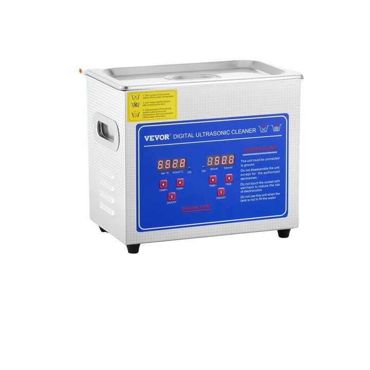 Ultrahangos tisztító, Vevor, űrtartalom 27.2L, 600W, 40kHz, rozsdamentes acél, 530x330x330mm