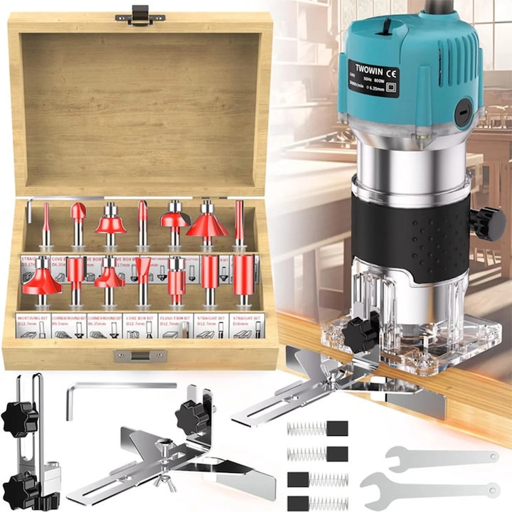 Електрическа фреза 800W 30000rpm комплект 15 части