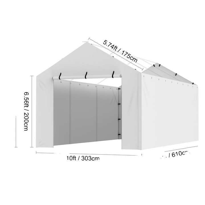 Copertina pentru garaj, polietilena, rezistenta la intemperii, instalare usoara, alba, 303x610cm