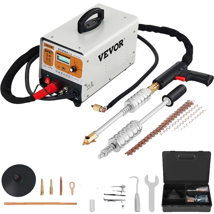 Ponthegesztőgép, Vevor, 6 üzemmód, LCD, 3KW, 220V, hegesztési vastagság 0,6-1,2mm, 20A, Tartozékok