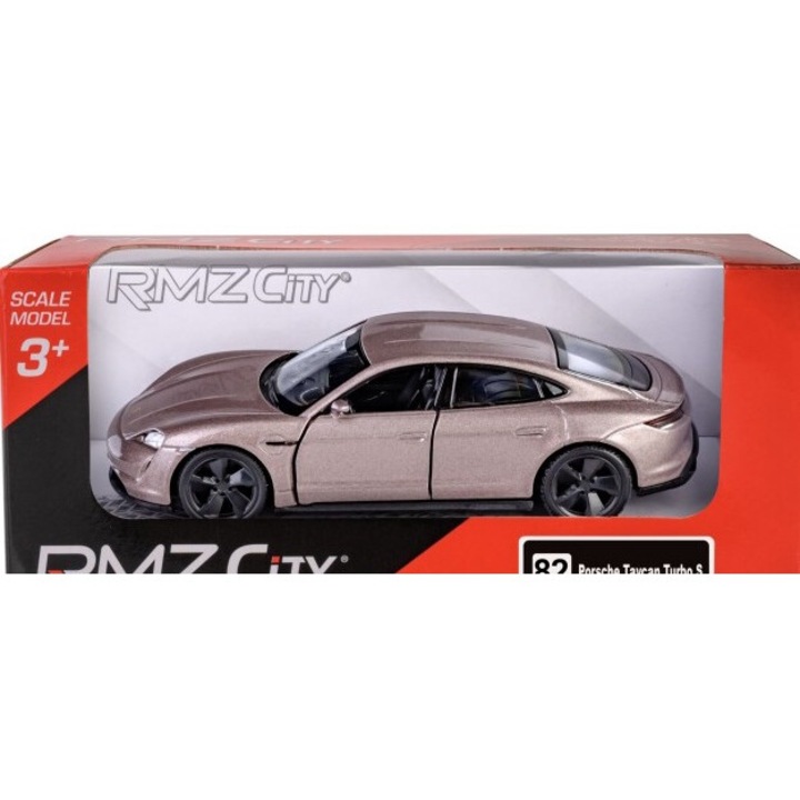Кола, лята под налягане, RMZ City, Porsche Taycan Turbo S 2020, розова, мащаб 1:40