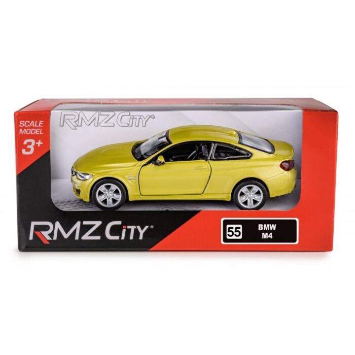 Кола играчка RMZ City BMW M4 COUPE, метал/пластмаса, отварящи се врати, злато, мащаб 1:36