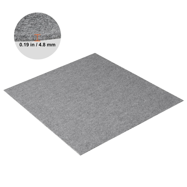 Placi de mocheta, 24x24in, autocolante, gri deschis, set de 12 bucati