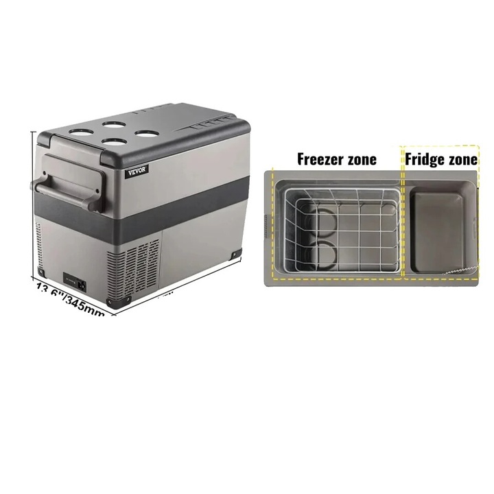 Frigider auto VEVOR, Dual-Zone, 45L, -20°C pana la 20°C, 60W, 693x345x456mm