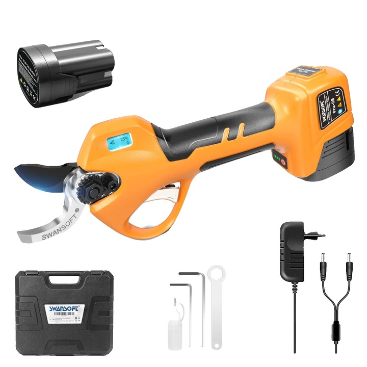 Foarfeci electrice de taiere, Pru-28, 28mm, 2 acumulatori, galben, set complet