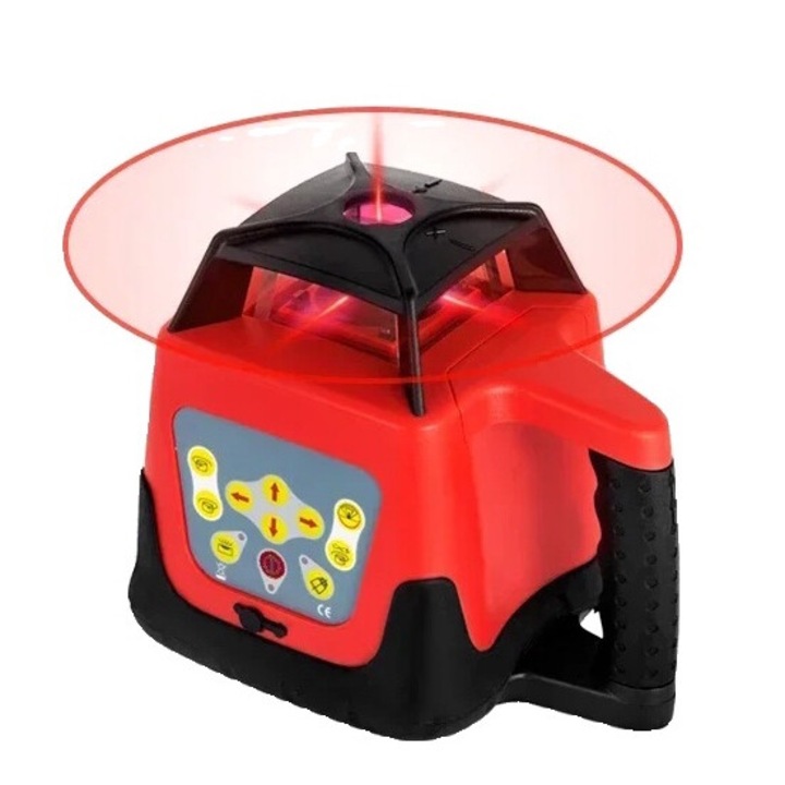 Set Nivela Laser cu Accesorii, Rotativ, Autonivelant +/-5 Grade, Raza 500m, Fascicul Rosu, 1.04-1.65m