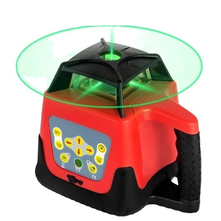 Set Nivela Laser cu Accesorii, Rotativ, Autonivelant +/-5 Grade, Raza 500m, Fascicul Verde