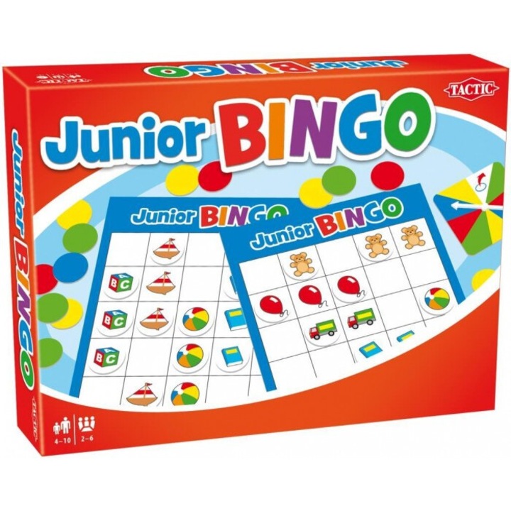 Настолна игра Junior Bingo, тактическа, образователна, 2-6 играча, 4+ години
