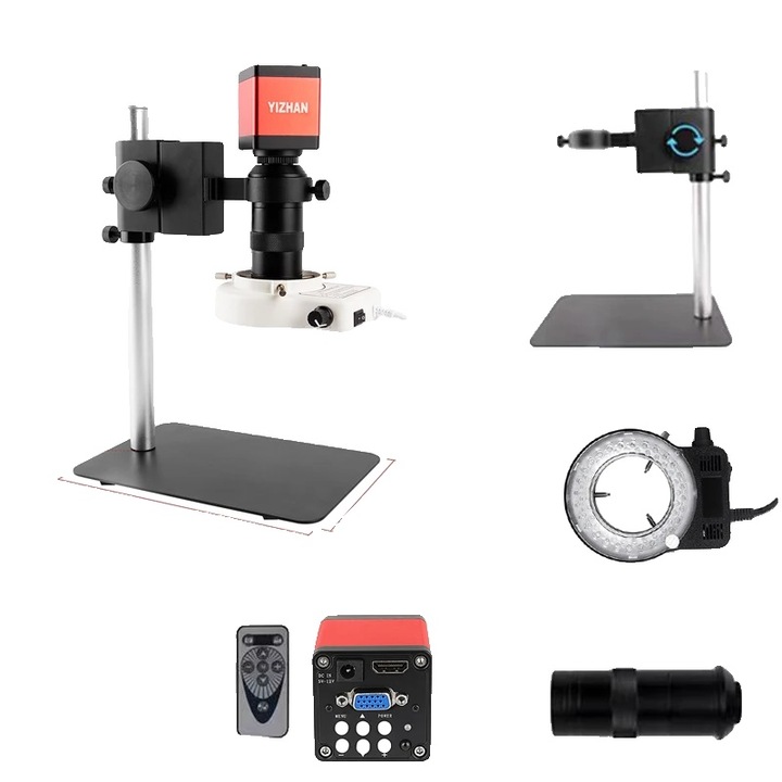 Микроскоп видео цифров, Yizhan, 130X, регулируемо LED осветление, HDMI/VGA комплект, 290x220x150mm