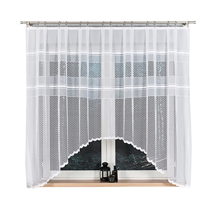 Konyhafüggöny, Markizeta, Jacquard, 310x160cm, Fehér