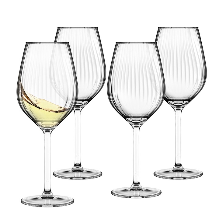 ALTOMDESIGN Plisse borospohár készlet, 4 db, pliszírozott dekor, 380 ml