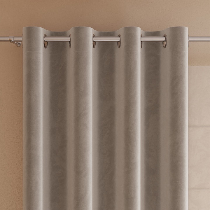 Perdea simpla Markizeta, 140x250cm, gri-bej, 8 inele
