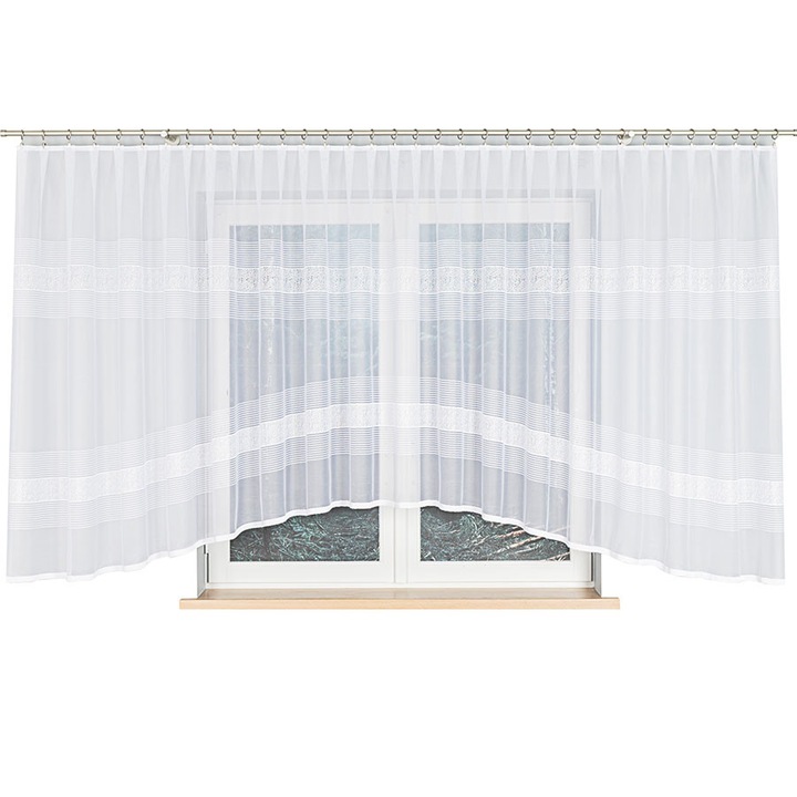 Perdea pentru bucatarie, Markizeta, Jacquard, 520x160cm, Alb