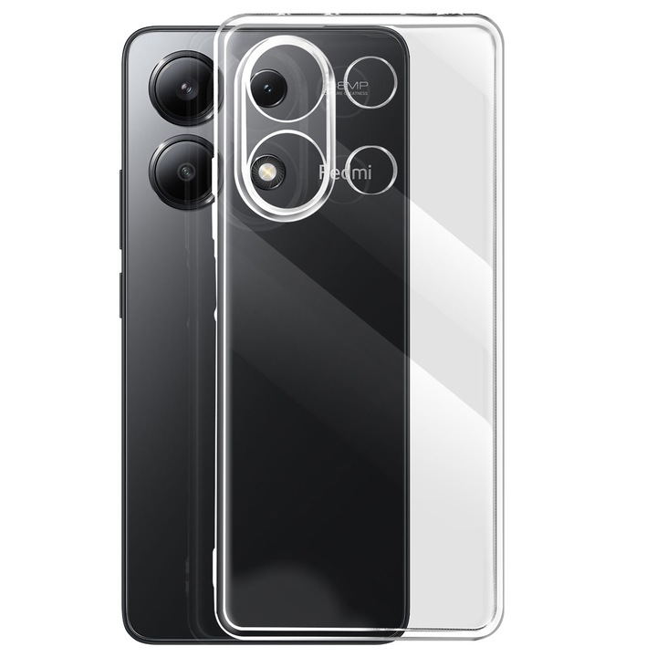 Husa pentru Xiaomi Redmi Note 13 4G, Clear, Ultrasubtire, din silicon gel, cu decupaje la camere, 0.3mm, Gekko, Transparenta