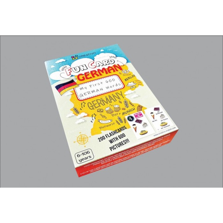 Joc de societate CREATIVO, XXL My First 600 German Words, 200 de Carti Ilustrate, 6+, 209x147mm