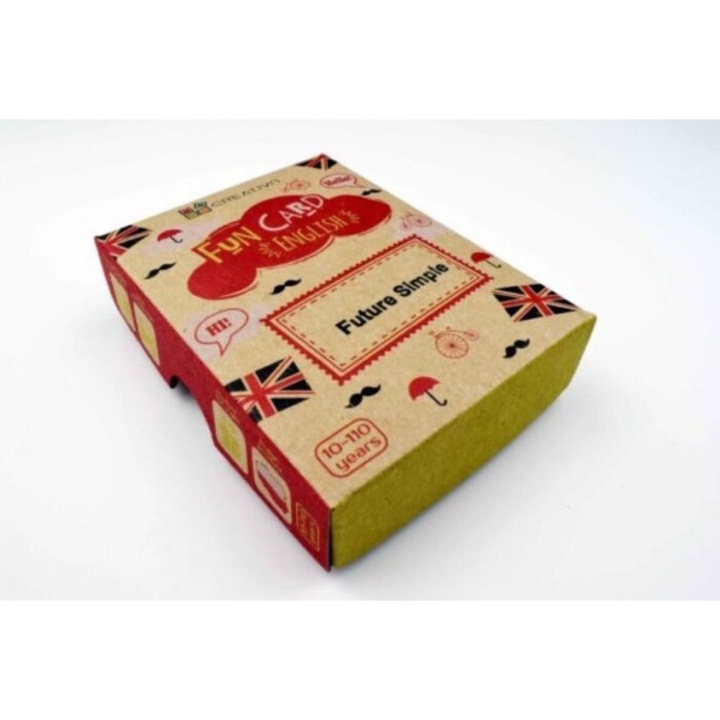 Joc de societate Creativo, Fun Card English Future Simple, 10 ani+, 50 de carti, 96x77mm