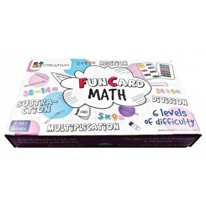 Set de Jocuri Educationale CREATIVO Fun Card Math, Matematica, 7+, Cutie