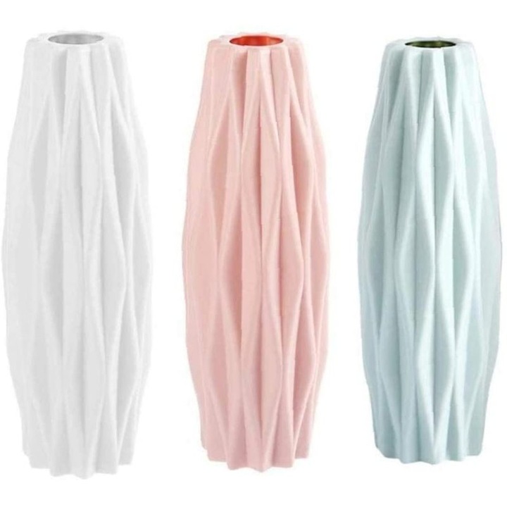 Vaza decorativa AMRINUGL, acril, alb laptos, usoara, personalizabila, pentru decor interior