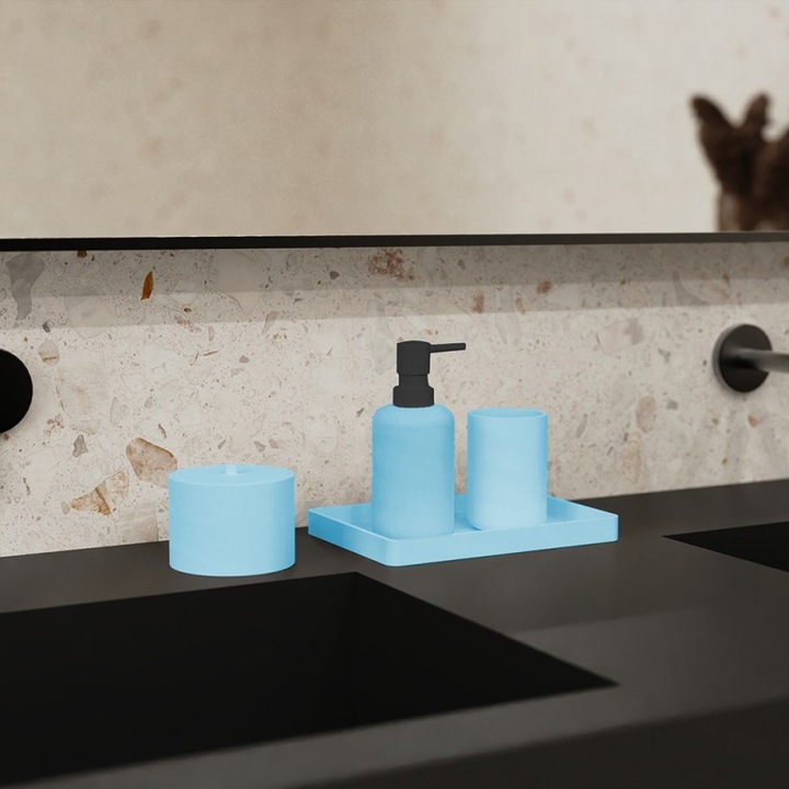 Диспенсер за течен сапун Inter Ceramic Скай ICCA 55663Blue, Свободно стоящ, Полирезин, 16.3x7cm, Мат, Небесносин