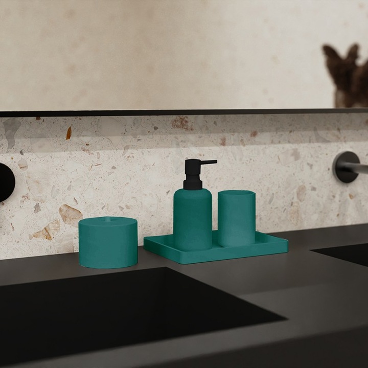 Диспенсер за течен сапун Inter Ceramic Емералд ICCA 55663 DG, Свободно стоящ, Полирезин, 16.3x7cm, Мат, Емералд