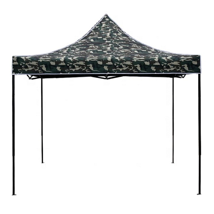 Cort Pavilion Tent PRO 3m x 3m - Camuflaj, Pliabil, Cadru Metal, pentru Curte, Gradina, Evenimente, Un picnic