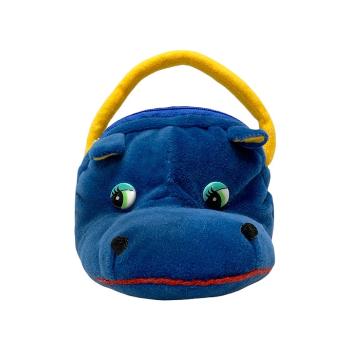 Плюшена детска мини чанта Chippo 118-3 1-99, Хипопотам, Закопчаване с цип, 15 х 15 см, Тъмносин