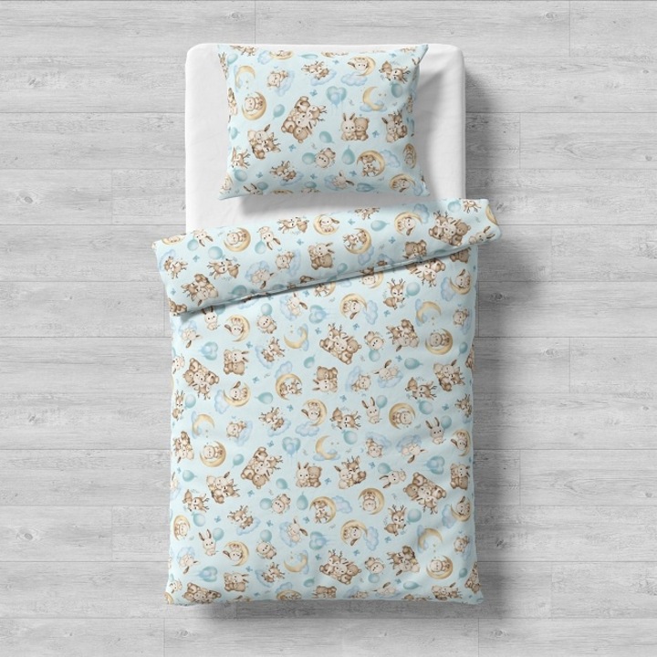 Детски спален комплект Еленче§приятели, Galix, 3 части, син