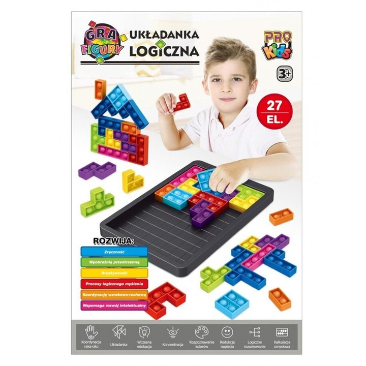 Joc de logica Pro Kids Figury, Silicon, Multicolor, 172x250 mm, 3+ ani