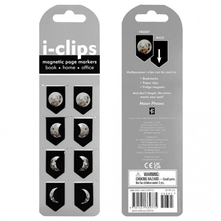 Set 8 Semne de carte magnetice cu fazele Lunii, Peter Pauper Press, 61x210 mm
