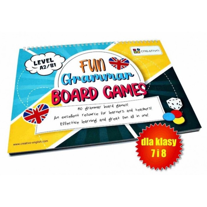 Társasjáték Fun Grammar Board Games, A2/B1 szint, Creativo, oktató, 303x214 mm