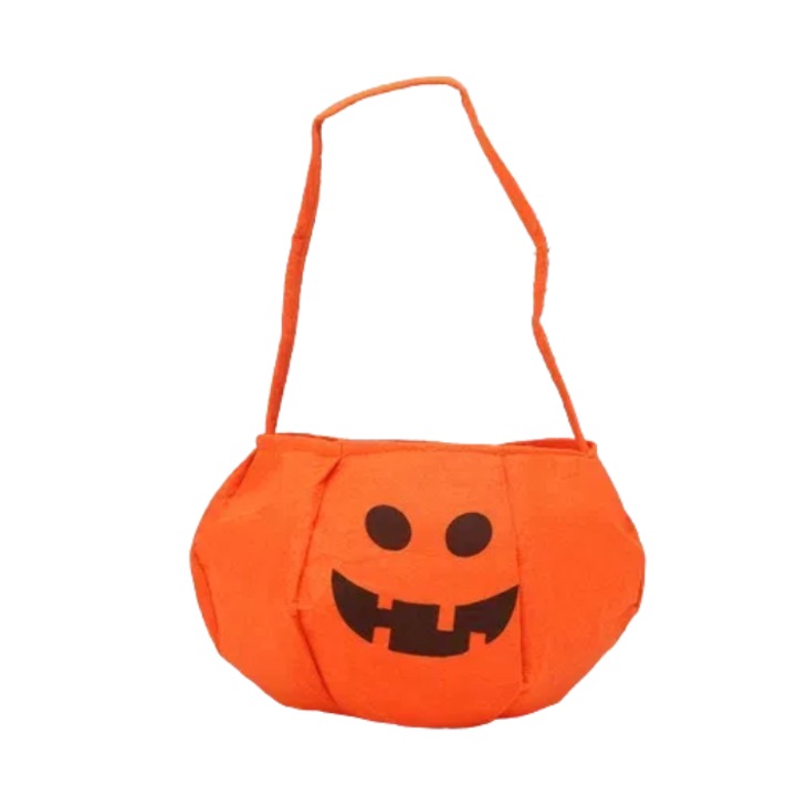 Punga de bomboane pentru Halloween, portocaliu, panza