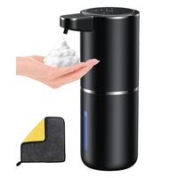 Dozator Automat De Sapun Spuma, Zggzerg, Cu senzor de miscare, Indicator LED, 4 trepte de spumare, IPX5 rezistent la apa, Incarcare USB, Pentru detergent de vase, dezinfectant, gel de dus, ABS, 380 ml, Negru