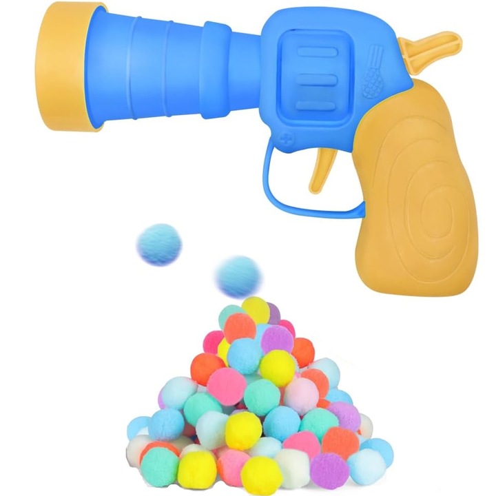 Cat Ball Launcher, Zggzerg, 30 színes bolyhos labda, Harapásálló