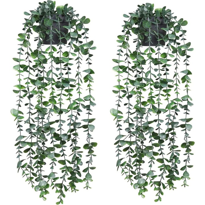 Изкуствени растения, Enforose, комплект висящи растения евкалипт, реалистичен вид, без поддръжка, интериор-екстериор