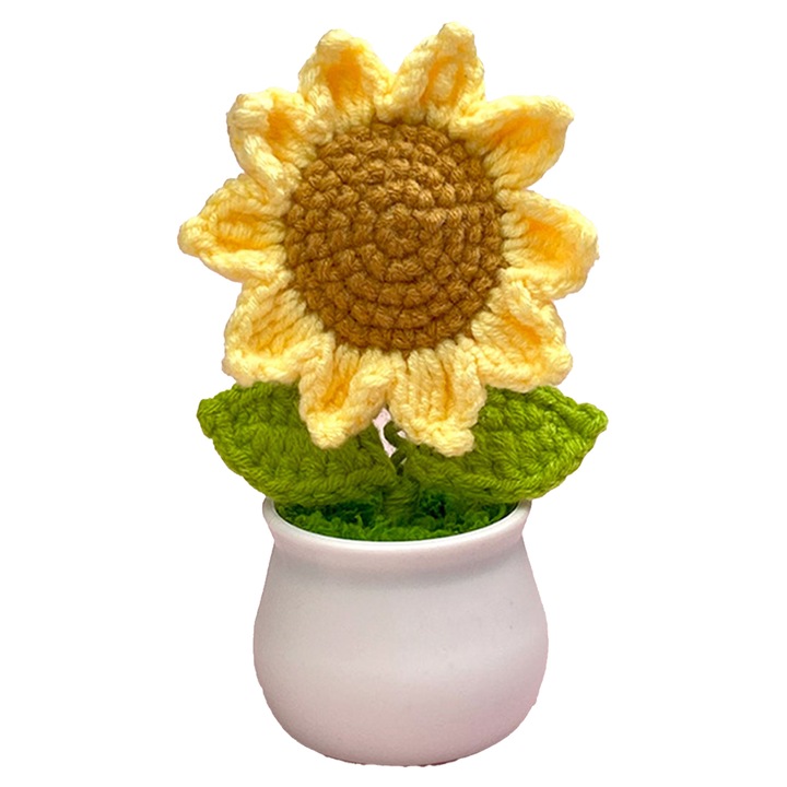 Mesterséges napraforgó növény cserépben, többszínű, irodába vagy otthonra