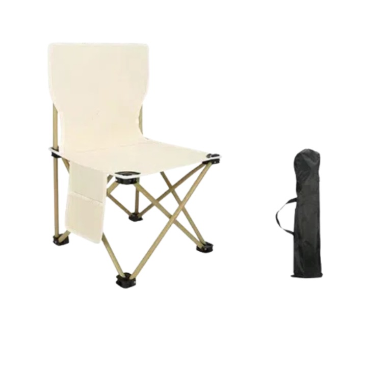 Scaun pliabil pentru camping, Nailon, bej, 58x36x36cm