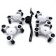 Set 4 bucati carucior transport Tebnaild, otel, roti pivotante PP, capacitate 100kg, argintiu