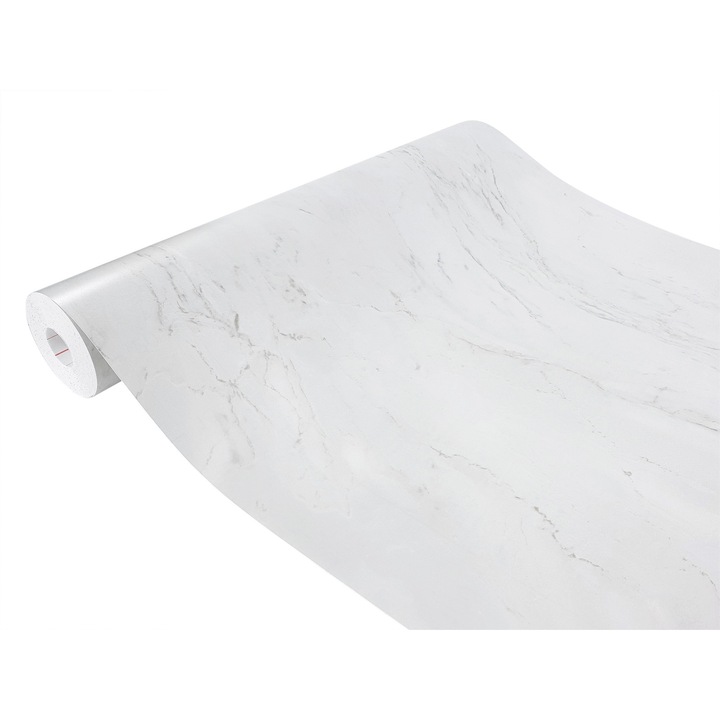 Folie decorativa autoadeziva pentru mobilier, 67.5 x 200 cm, DecoMeister®, Model Marmura Alba Mata, D046-067-0200S