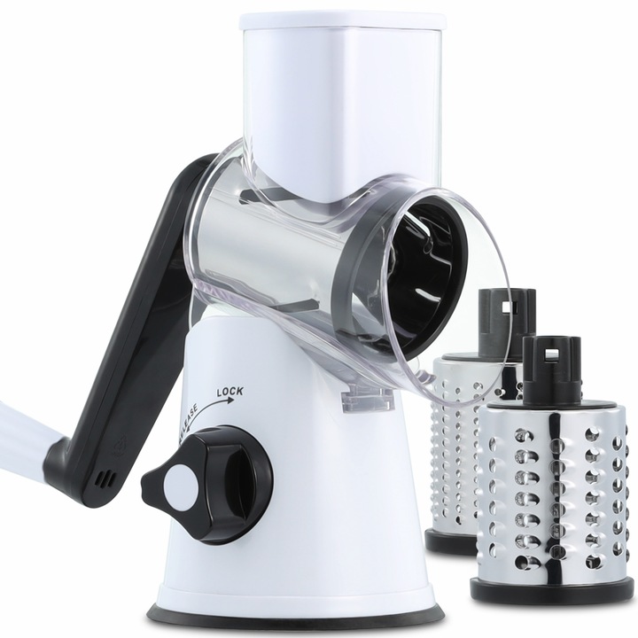 Ренде Izibizi, 3 бр. цилиндрични приставки от неръждаема стомана, Вакуумираща основа, Бял цвят