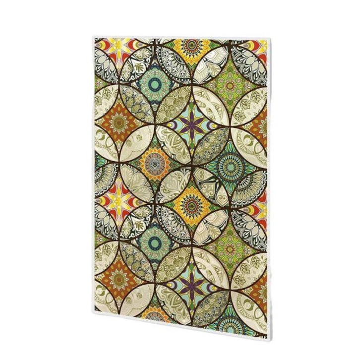 Folie decorativa pentru geam, fara adeziv, design cercuri colorate, protectie 96%, 45x201cm, PVC
