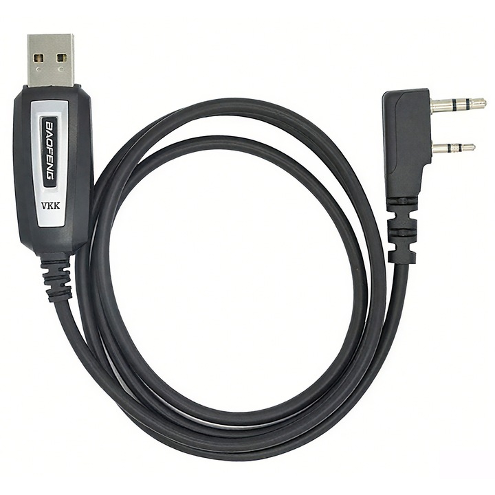 Cablu de programare USB, VKK®, pentru Baofeng UV-5R, BF-888S, design compact, Negru