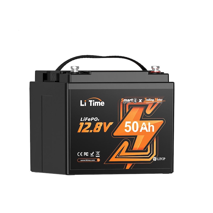 Acumulator solar 12V 50Ah LiFePO4, Bluetooth 5.0 LiTime Negru