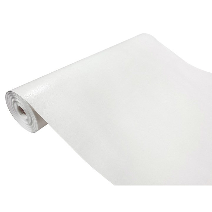 Folie decorativa auto-adeziva pentru mobilier, 45 x 100 cm, DecoMeister®, Model Piele Alba, A065-045-0100S