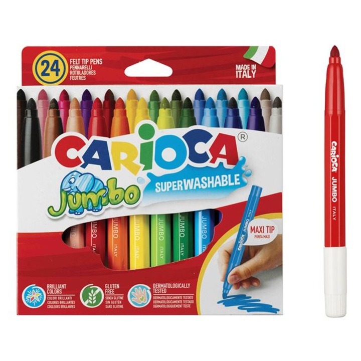 Carioci Lavabile cu Varf Gros Carioca - 24 bucati Snejder