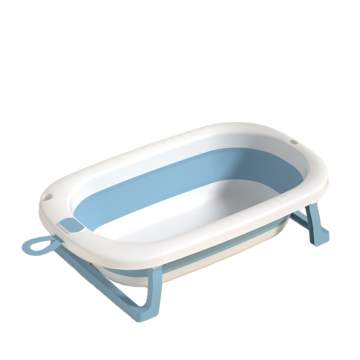 Demine Összecsukható gyermekkád, 3 az 1-ben fürdőszoba szett: kád, ülőke, vízmelegítő, 0-5 éves gyerekeknek, égszínkék